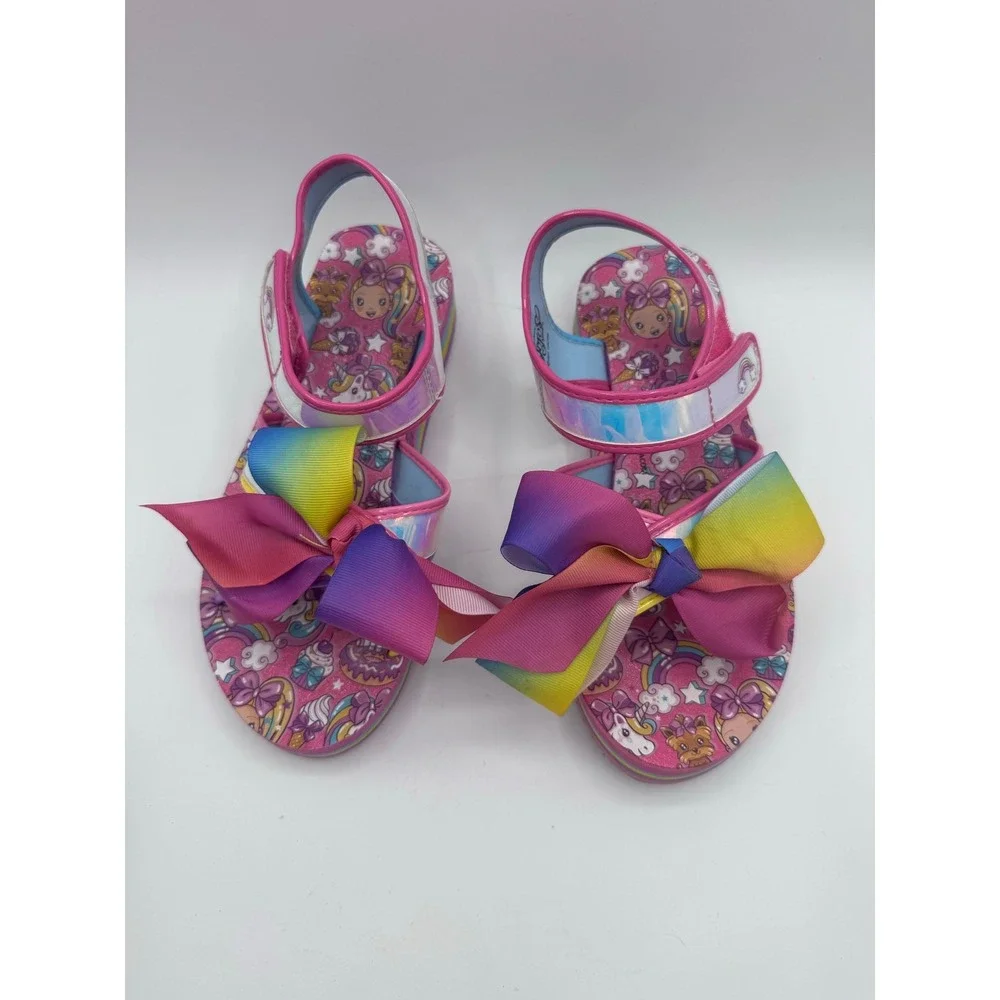 Nickelodeon Jojo Siwa Raimbow‎ Bow EVA Wedge Sandals Girl's Size 5